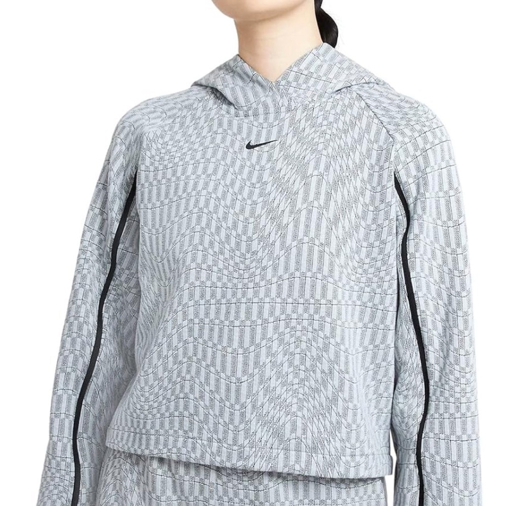 NSW Tech Pack Checkered Hoodie CZ9795-100 Light Grey White Womens Size M